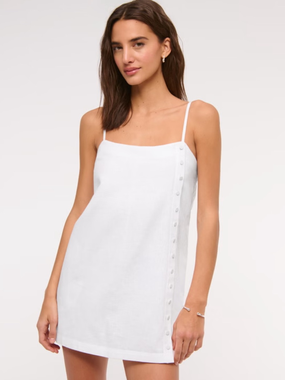 Abercrombie & Fitch White Linen-Button Skort